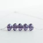 Violet Purple Floating Sterling Silver Necklace