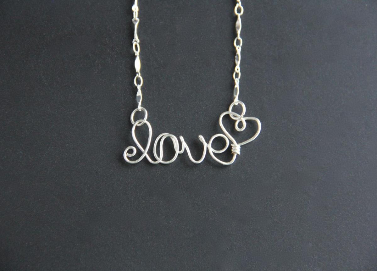 Love Necklace Wire Word Jewelry