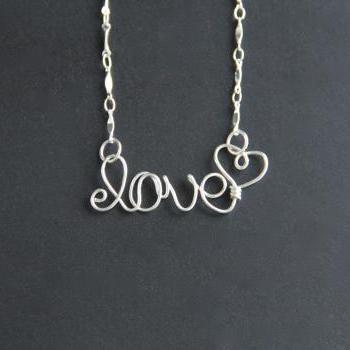 Love Necklace Wire Word Je..